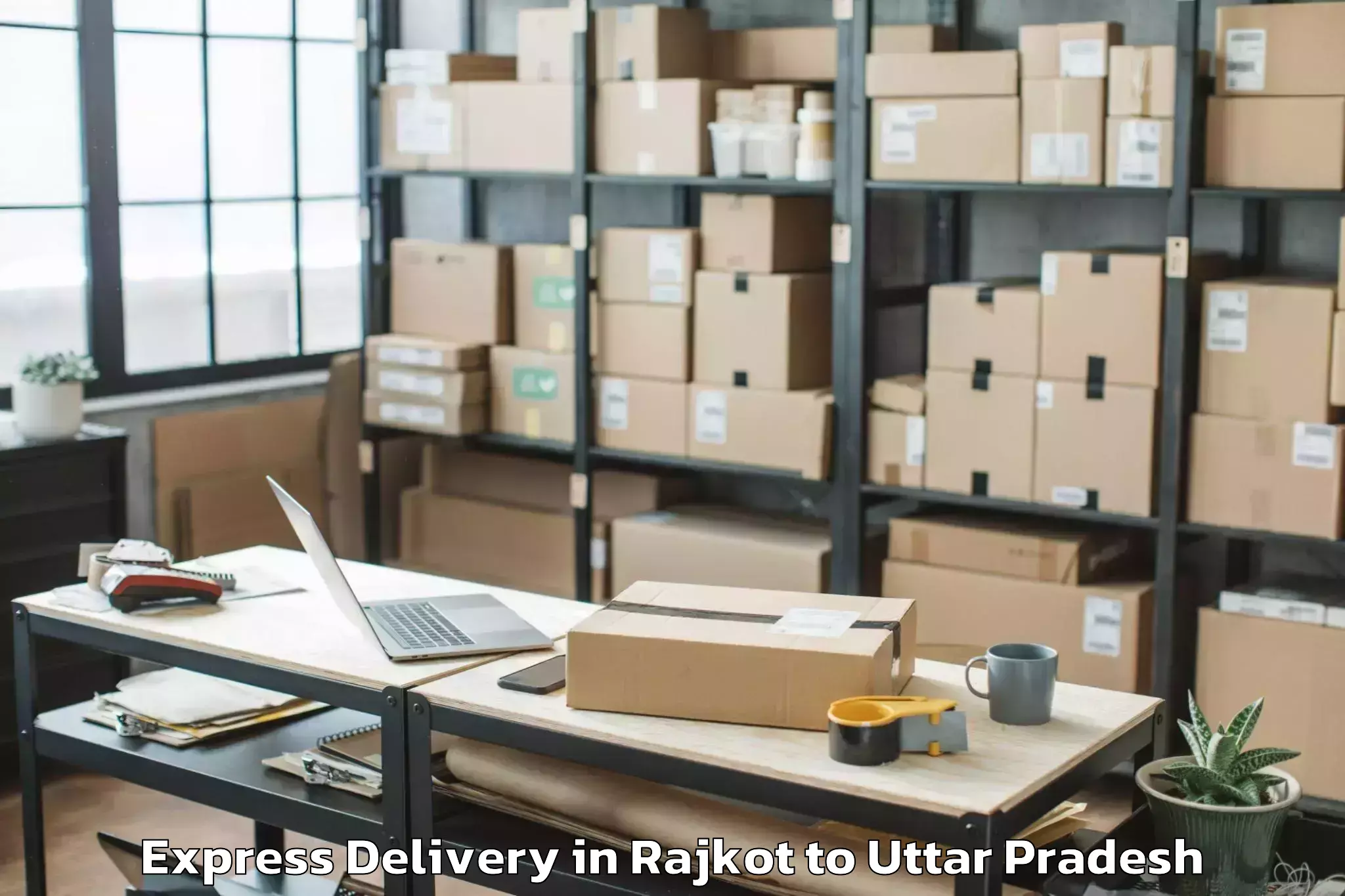 Professional Rajkot to Khadda Express Delivery